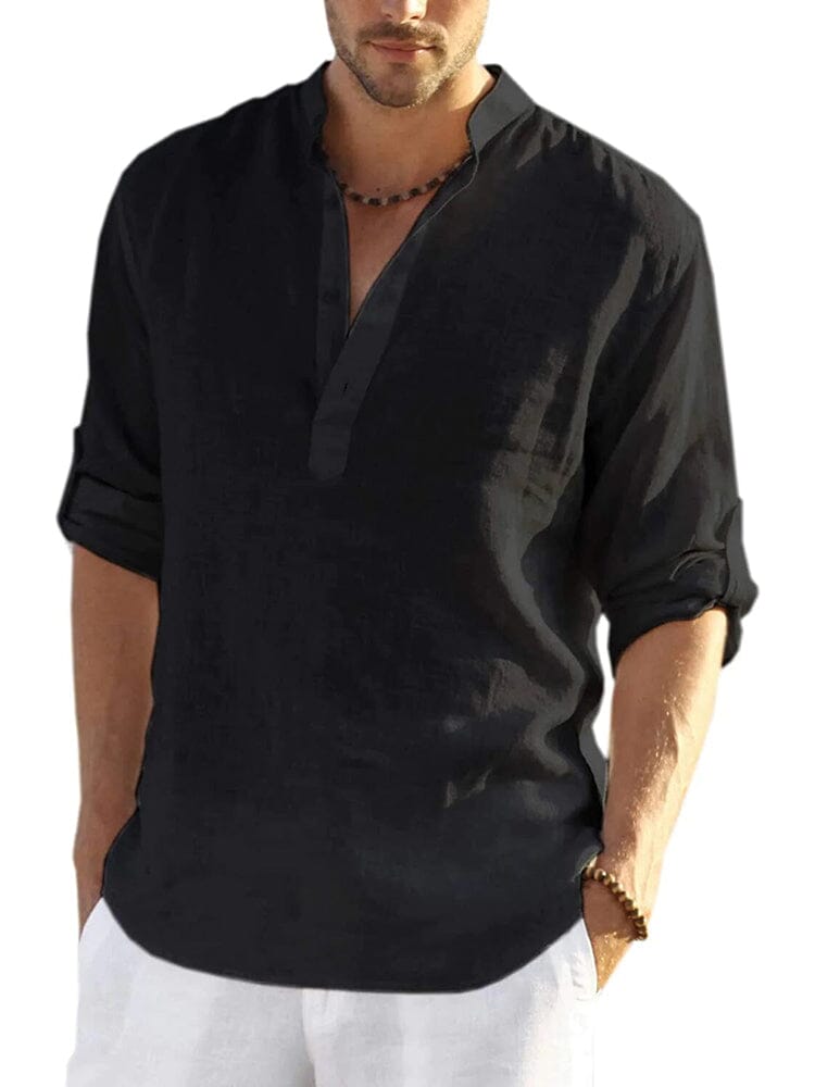 Como Cotton Linen Henley Shirt