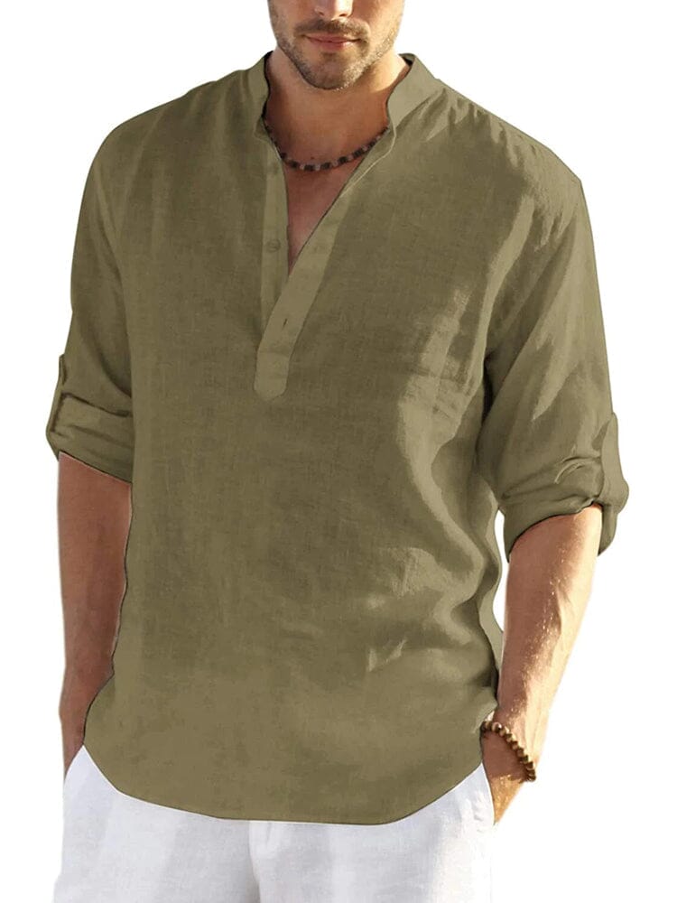 Como Cotton Linen Henley Shirt