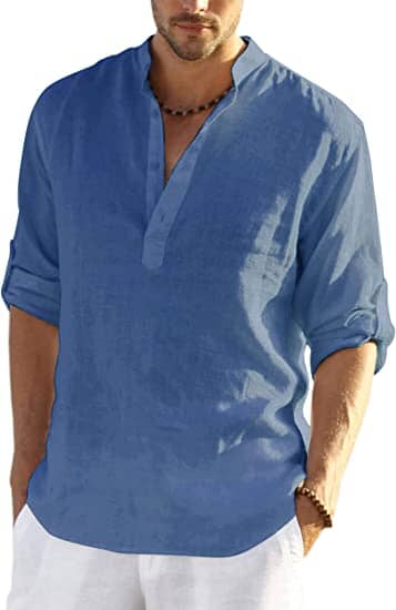 Como Cotton Linen Henley Shirt