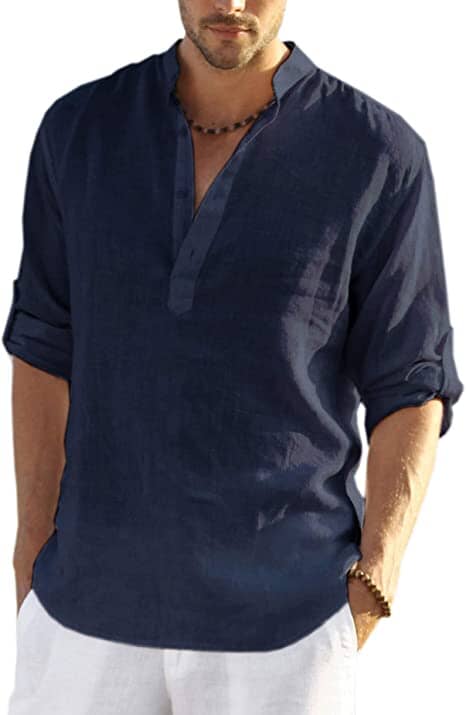 Como Cotton Linen Henley Shirt