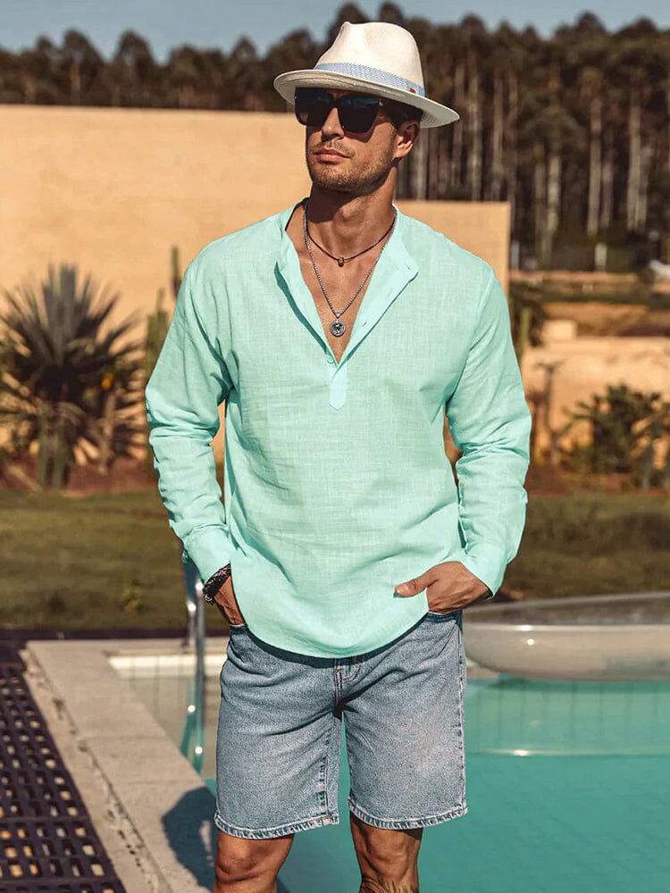 Como Cotton Linen Henley Shirt