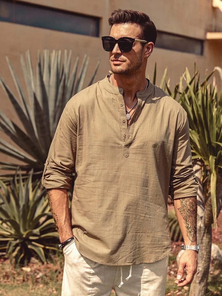Como Cotton Linen Henley Shirt