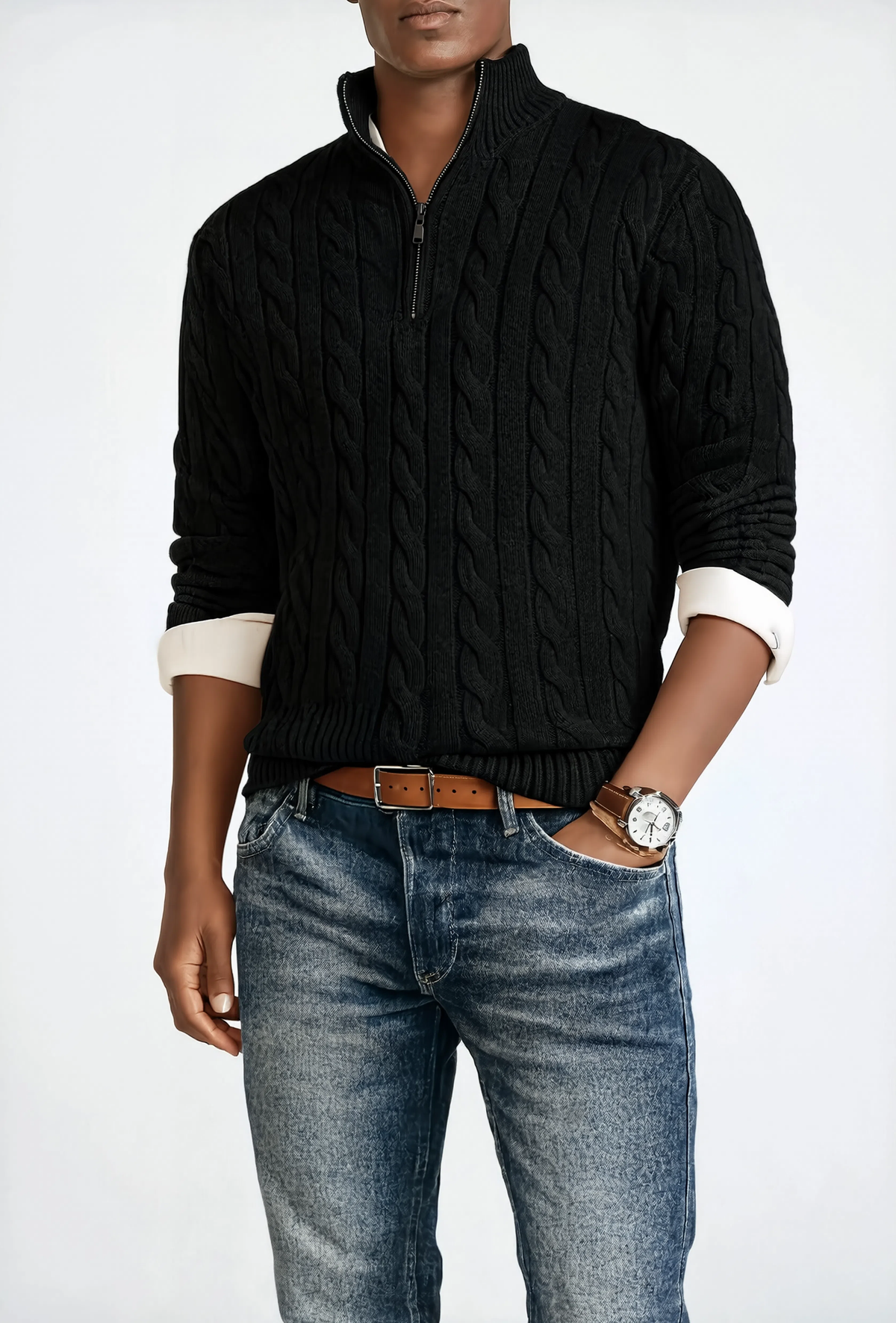 Heritage Quarter-Zip Cotton Knit Sweater