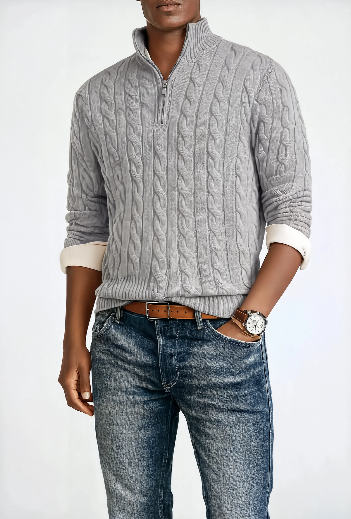 Heritage Quarter-Zip Cotton Knit Sweater