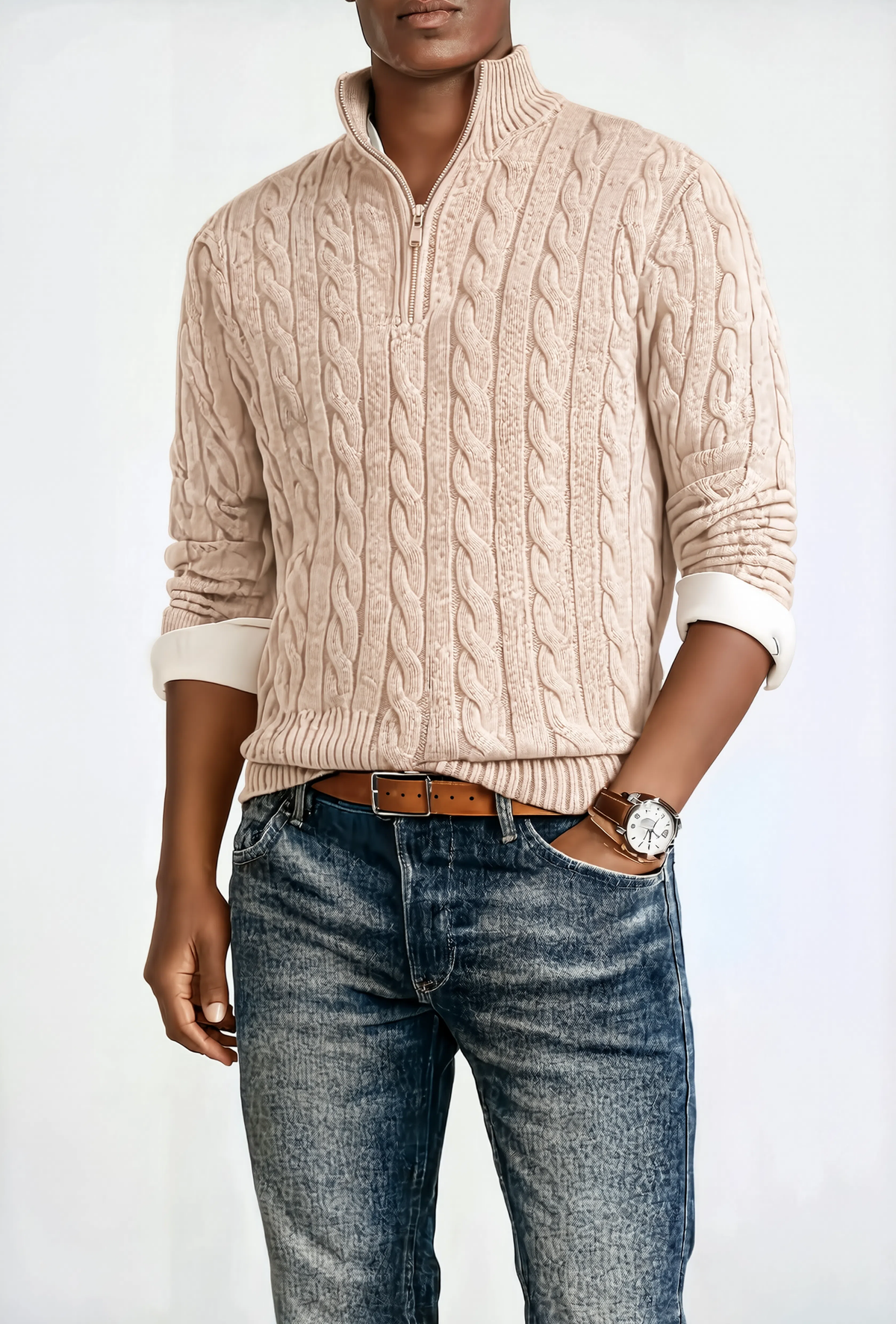 Heritage Quarter-Zip Cotton Knit Sweater