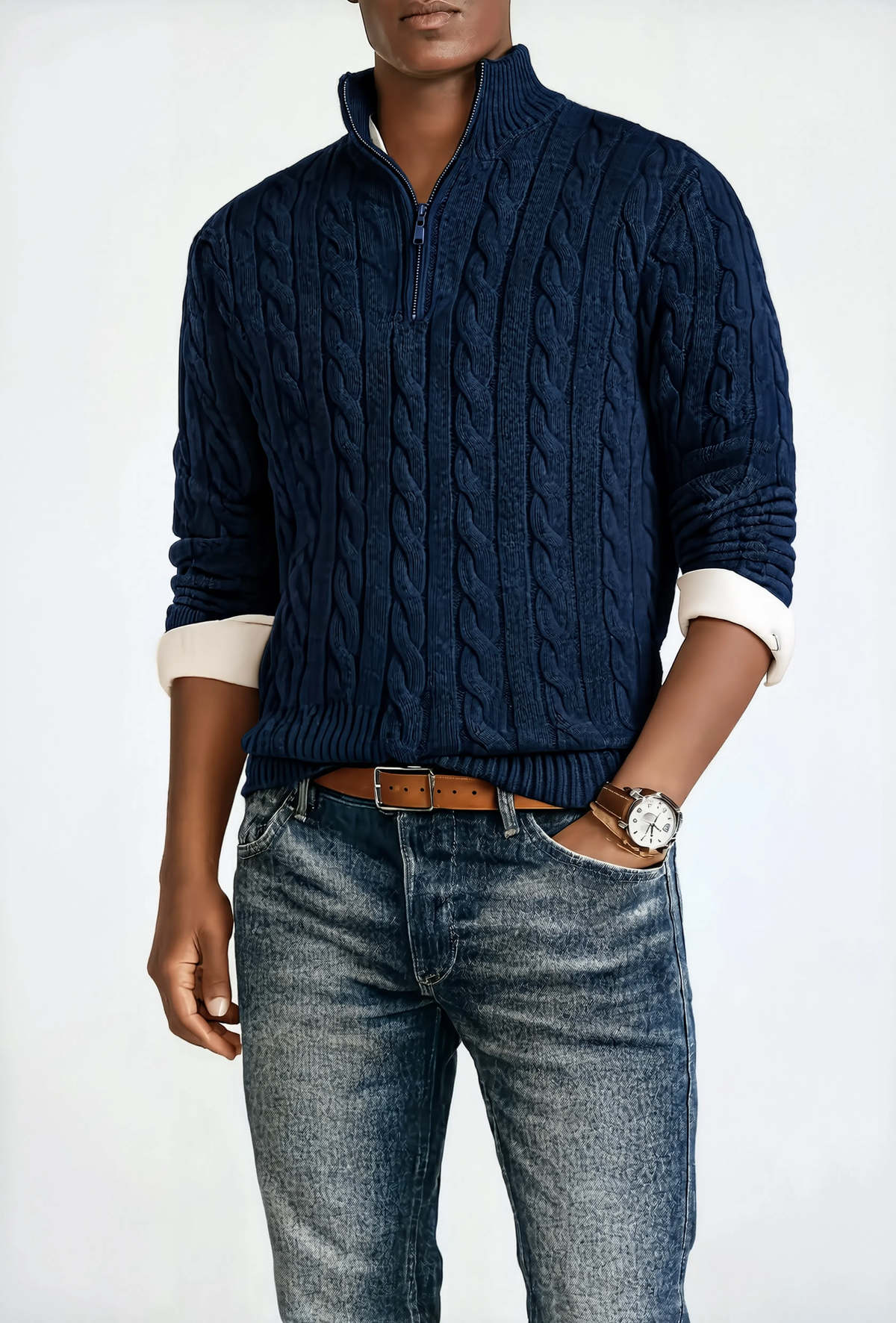 Heritage Quarter-Zip Cotton Knit Sweater