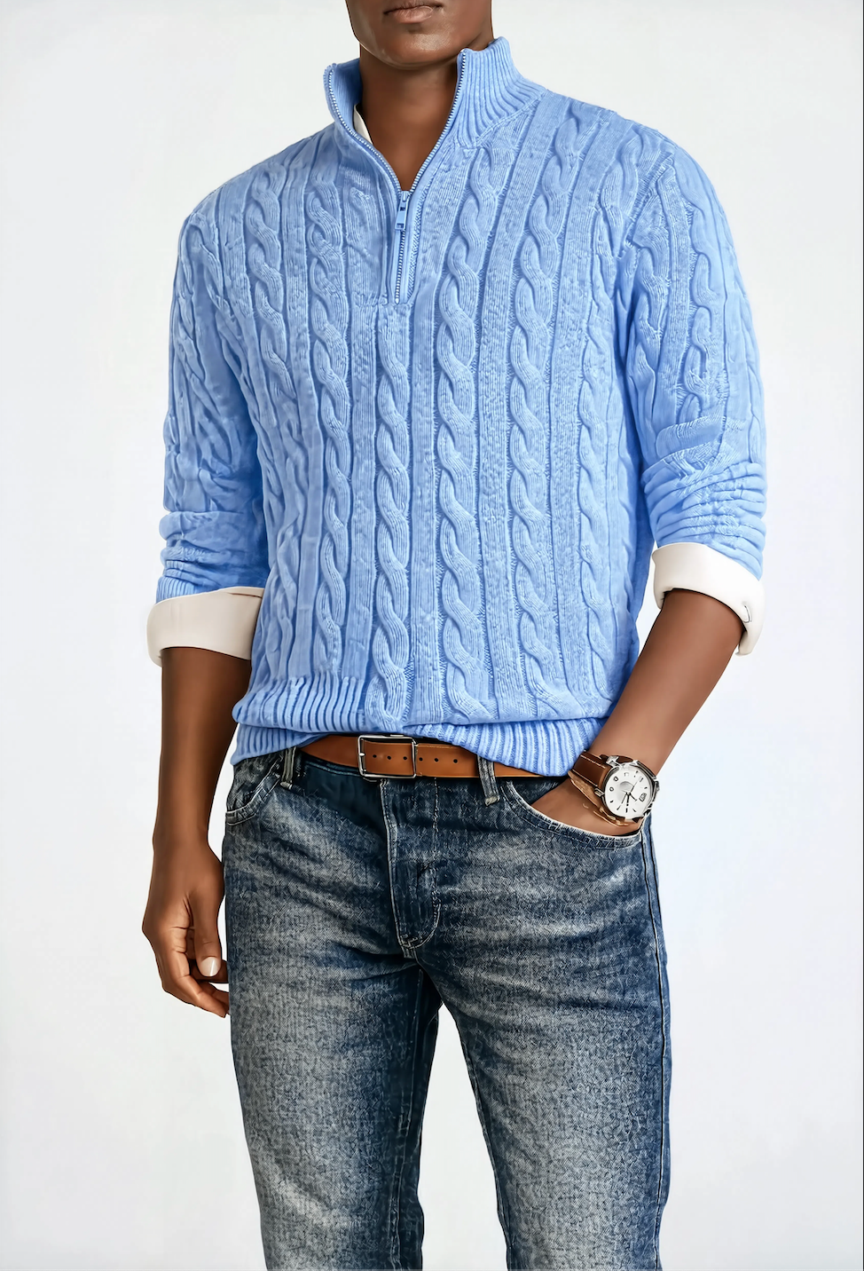 Heritage Quarter-Zip Cotton Knit Sweater