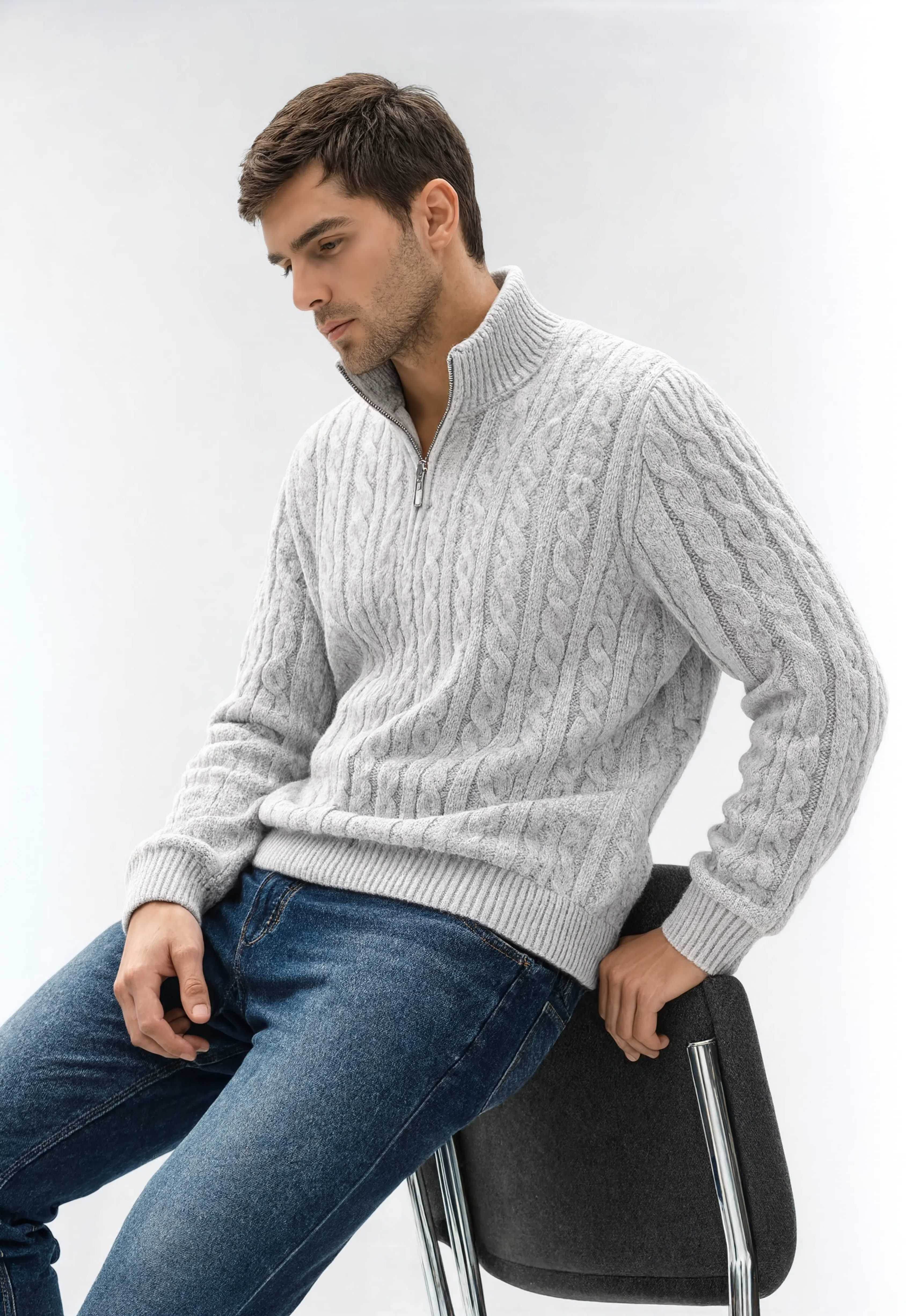 Heritage Quarter-Zip Cotton Knit Sweater