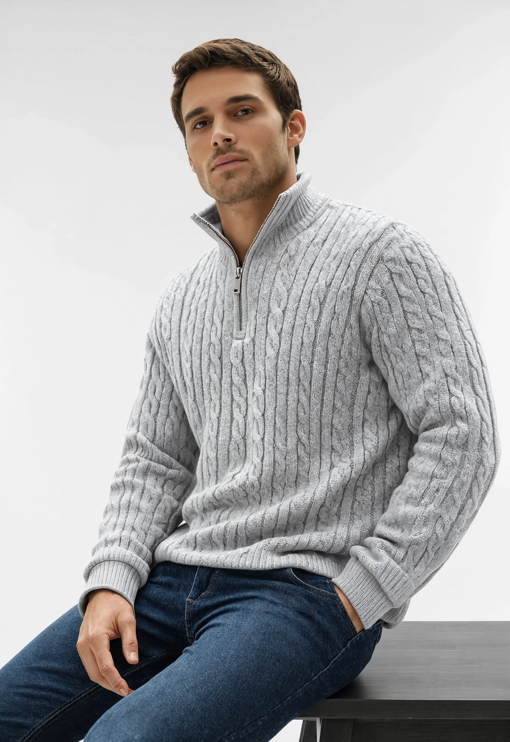 Heritage Quarter-Zip Cotton Knit Sweater