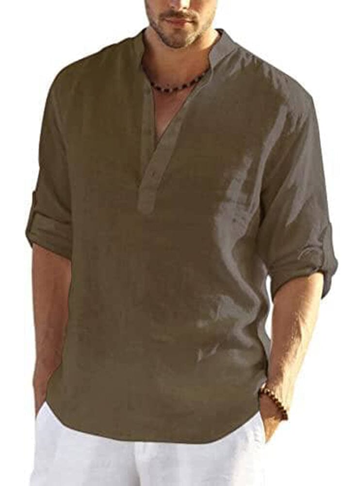 Como Cotton Linen Henley Shirt
