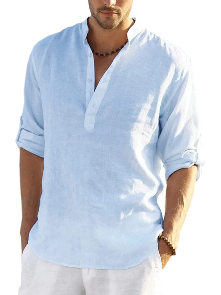 Como Cotton Linen Henley Shirt