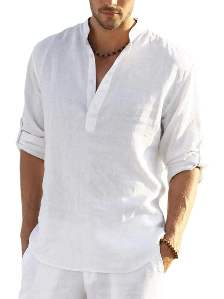 Como Cotton Linen Henley Shirt
