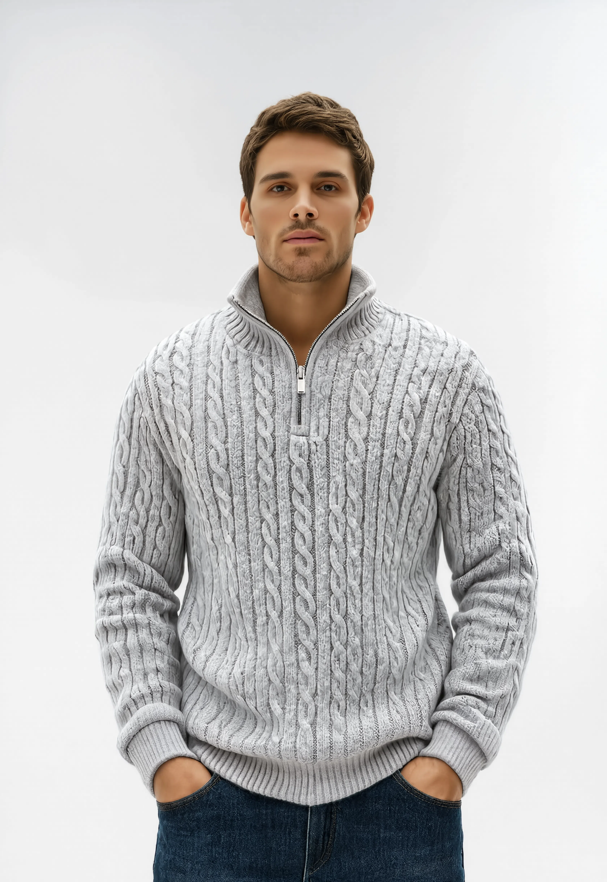 Heritage Quarter-Zip Cotton Knit Sweater