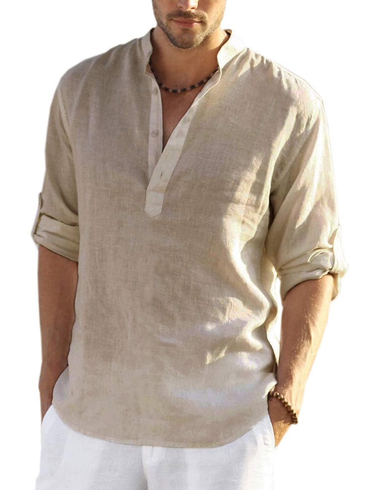 Como Cotton Linen Henley Shirt